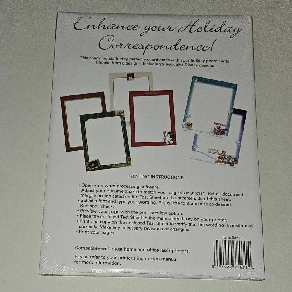 NEW 3 Packs 8x11 Paper Stationary Merry Christmas Letter Santa Claus Lot